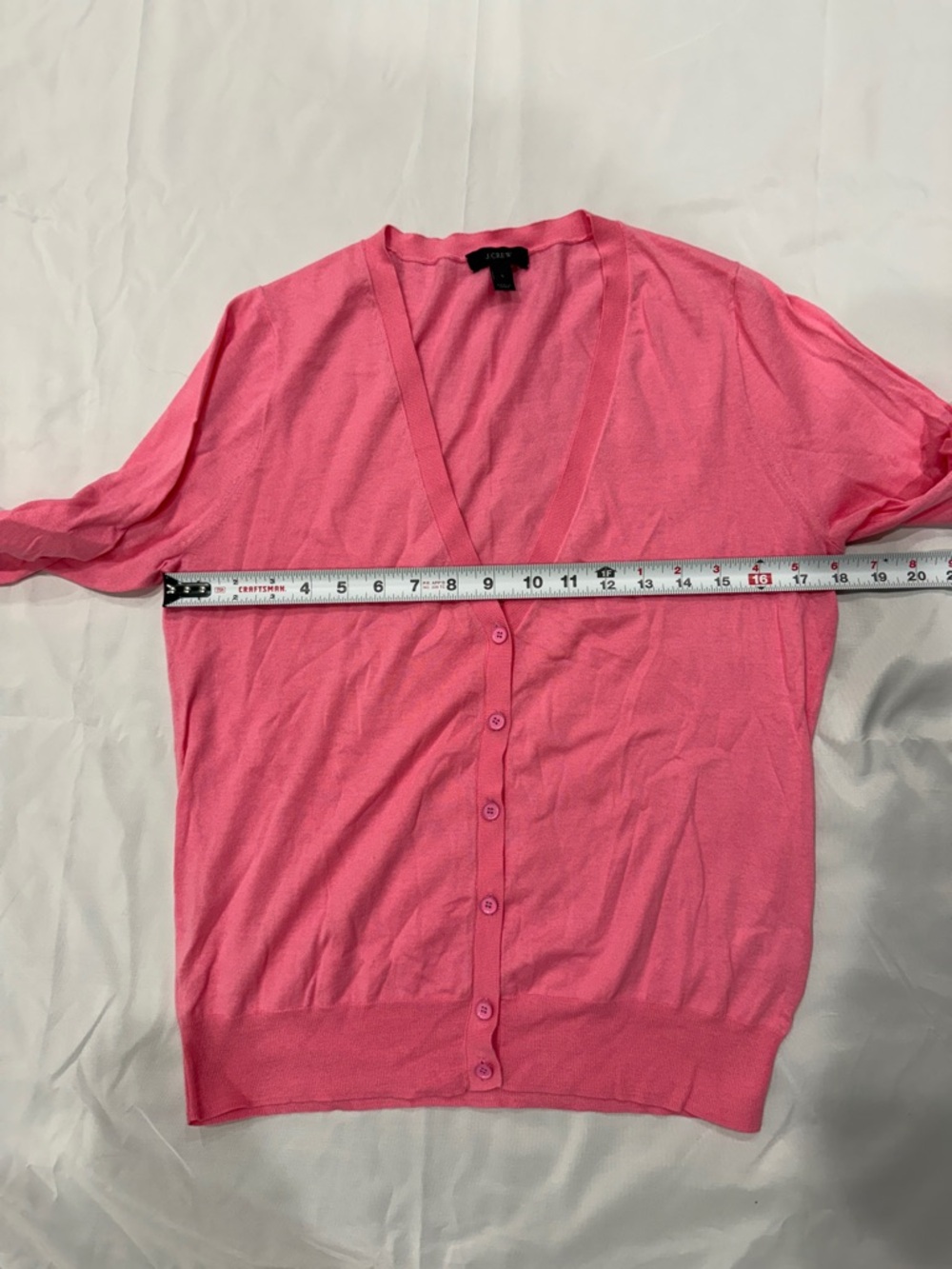 J Crew Bright Pink V-Neck Button-Front Lightweight Cardigan—Large - Picture 8 of 8